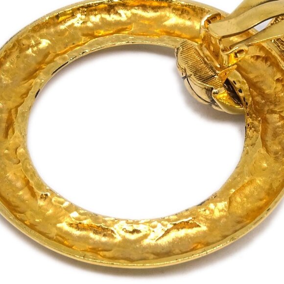 Chanel Dangle Hoop Earrings Clip-On Gold - Picture 3 of 5